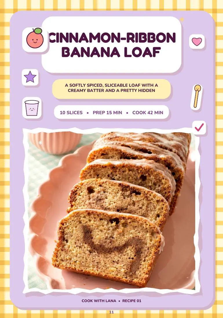 Cinnamon-Ribbon Banana Loaf recipe title page