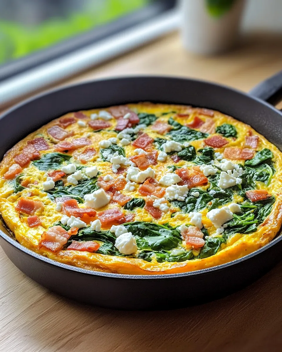 Delicious Bacon-Spinach-Feta Frittata plate image