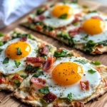 Delicious Breakfast Egg & Veggie Flatbread Pizza photo