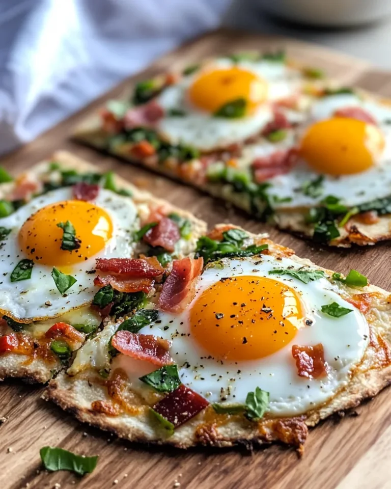 Delicious Breakfast Egg & Veggie Flatbread Pizza photo