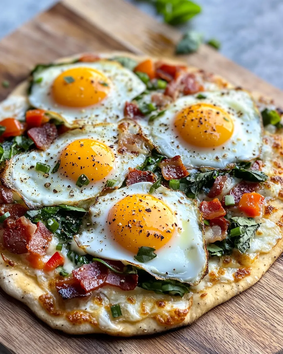 Healthy Breakfast Egg & Veggie Flatbread Pizza recipe image