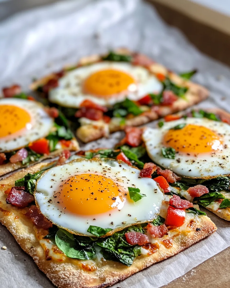 Quick Breakfast Egg & Veggie Flatbread Pizza dish photo