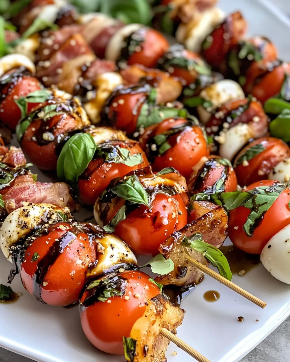 Classic Caprese Party Skewers with Balsamic Drizzle dish photo