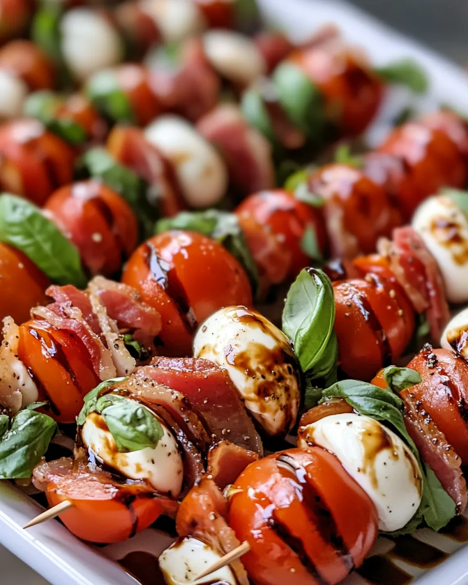 Delicious Caprese Party Skewers with Balsamic Drizzle plate image