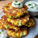 Homemade Crispy Zucchini & Corn Fritters (Lime Crema) recipe photo