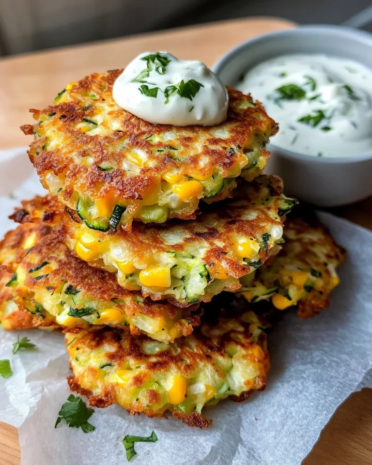 Homemade Crispy Zucchini & Corn Fritters (Lime Crema) recipe photo