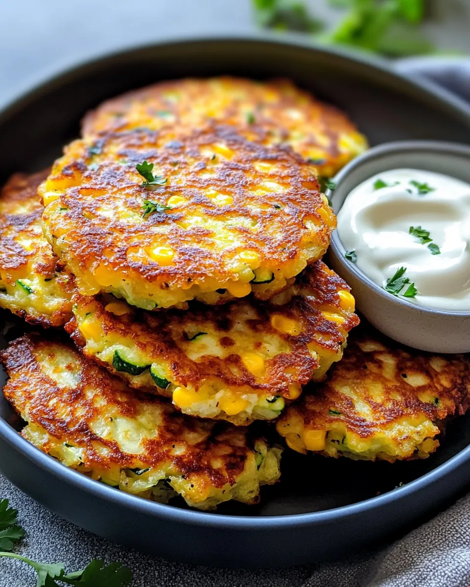 Easy Crispy Zucchini & Corn Fritters (Lime Crema) dish photo