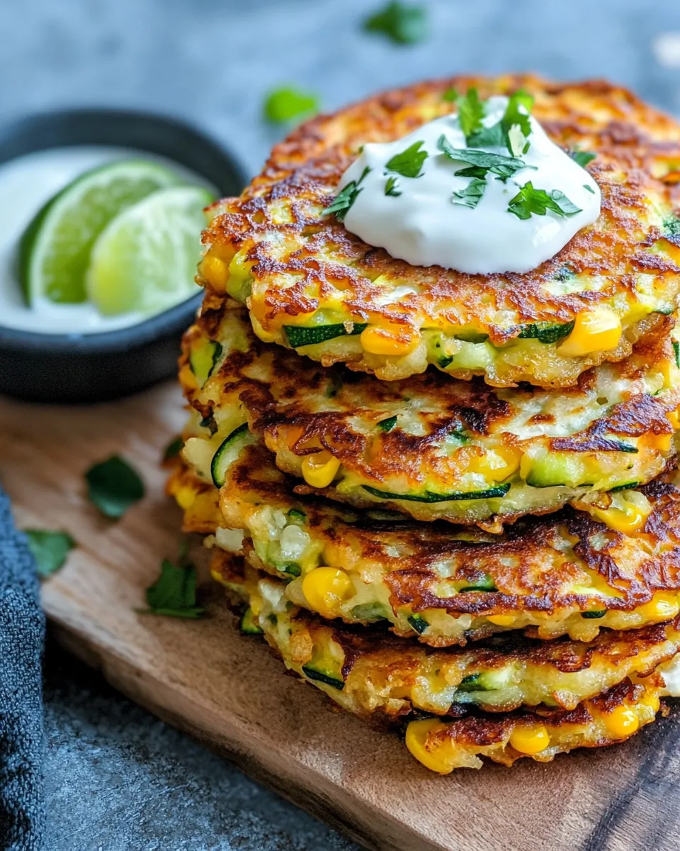 Delicious Crispy Zucchini & Corn Fritters (Lime Crema) image