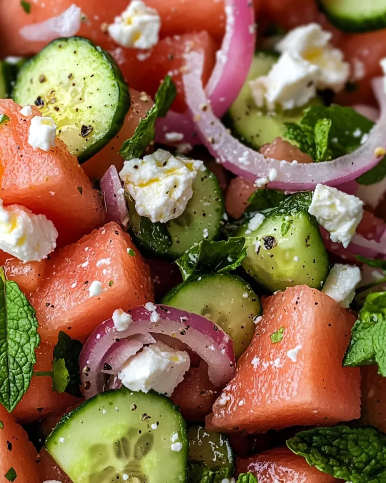 Homemade Cucumber-Feta Watermelon Salad photo