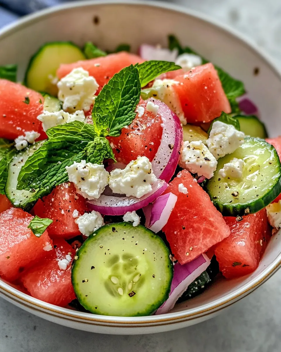 Classic Cucumber-Feta Watermelon Salad image