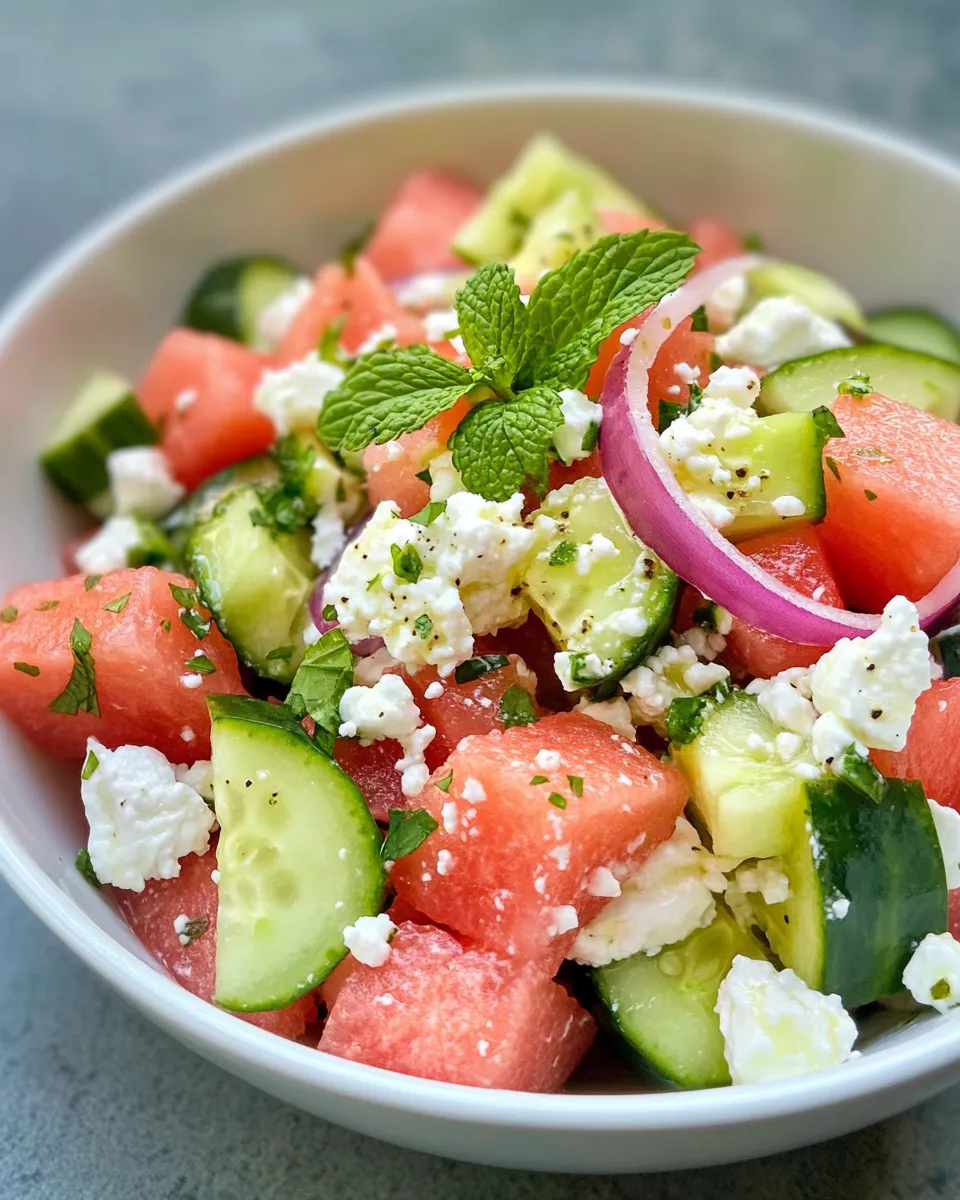 Easy Cucumber-Feta Watermelon Salad recipe photo