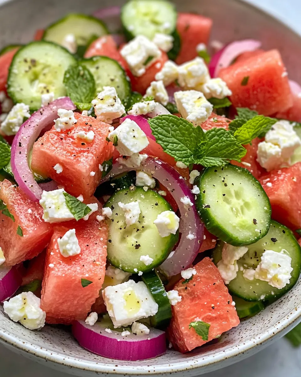 Delicious Cucumber-Feta Watermelon Salad dish photo