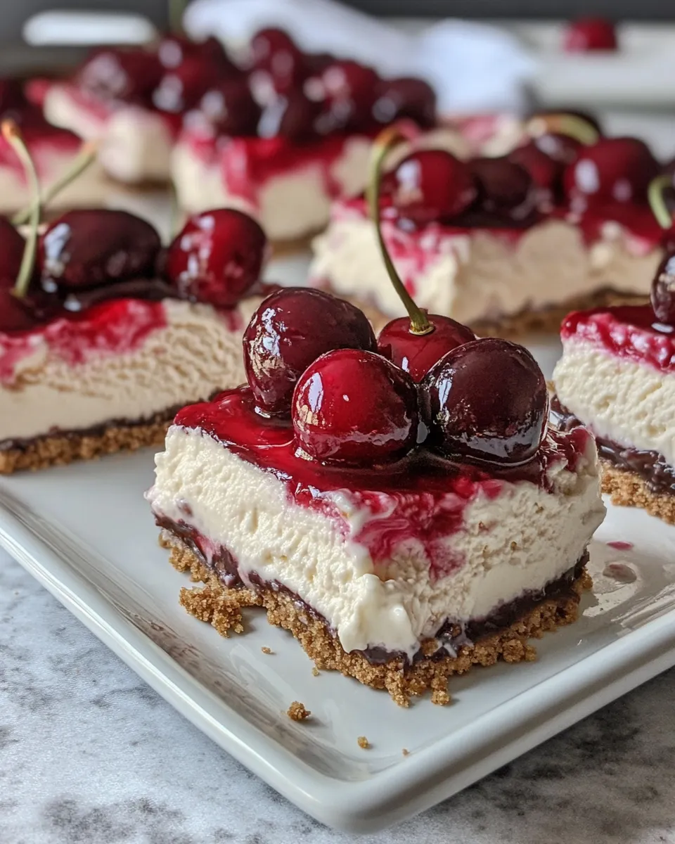 Easy Fresh Cherry Cheesecake Ice-Cream Bars recipe photo