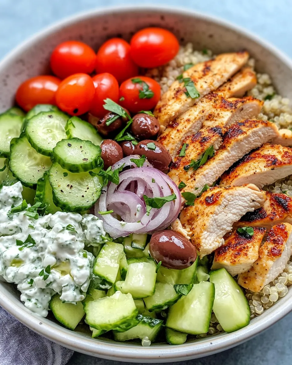 Easy Greek Chicken Gyro Bowls recipe image