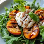 Homemade Grilled Peach & Burrata Salad photo