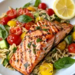 Homemade Lemon-Basil Orzo Salad with Salmon recipe photo