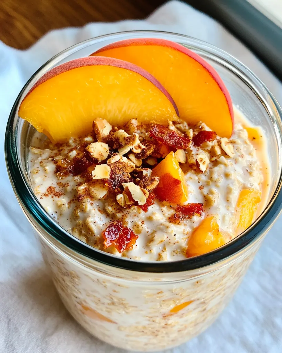Classic Loaded Peach Cobbler Overnight Oats image