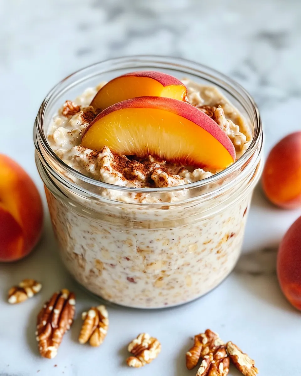 Easy Loaded Peach Cobbler Overnight Oats recipe photo