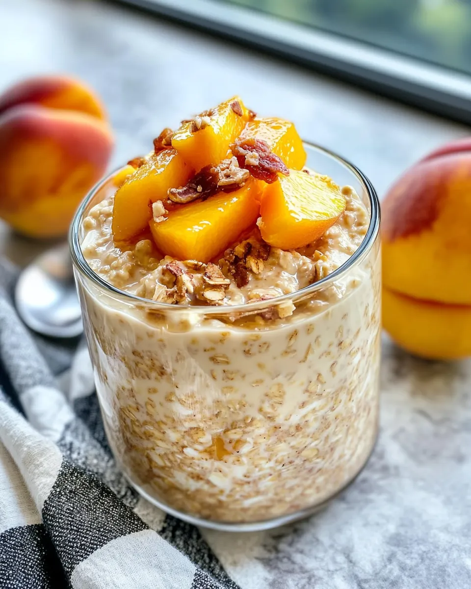 Delicious Loaded Peach Cobbler Overnight Oats dish photo