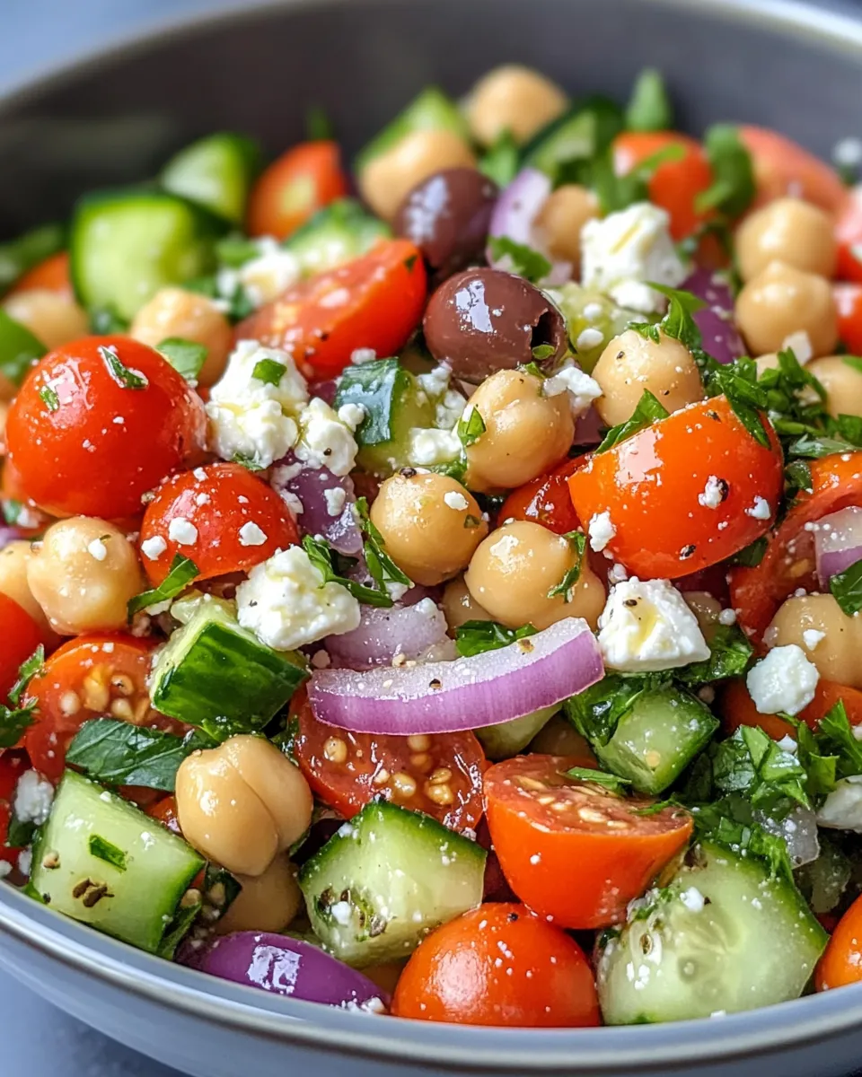 Easy Mediterranean Chickpea Power Salad food shot