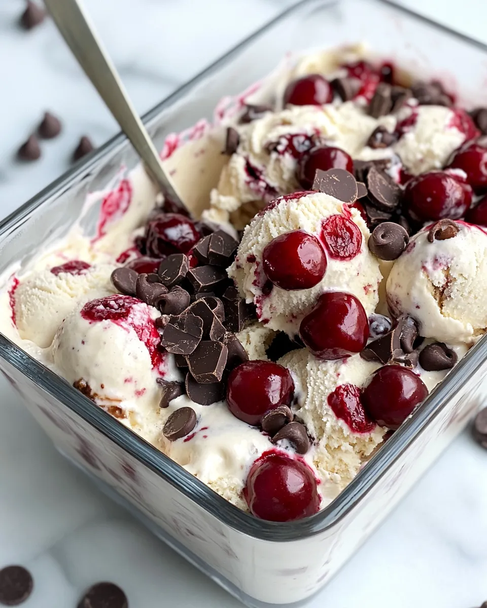 Delicious No-Churn Cherry Garcia Ice Cream food shot