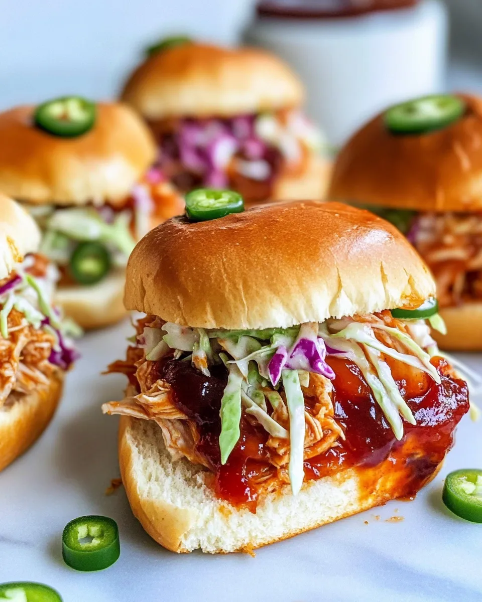 Homemade Peach-BBQ Pulled-Chicken Sliders recipe photo