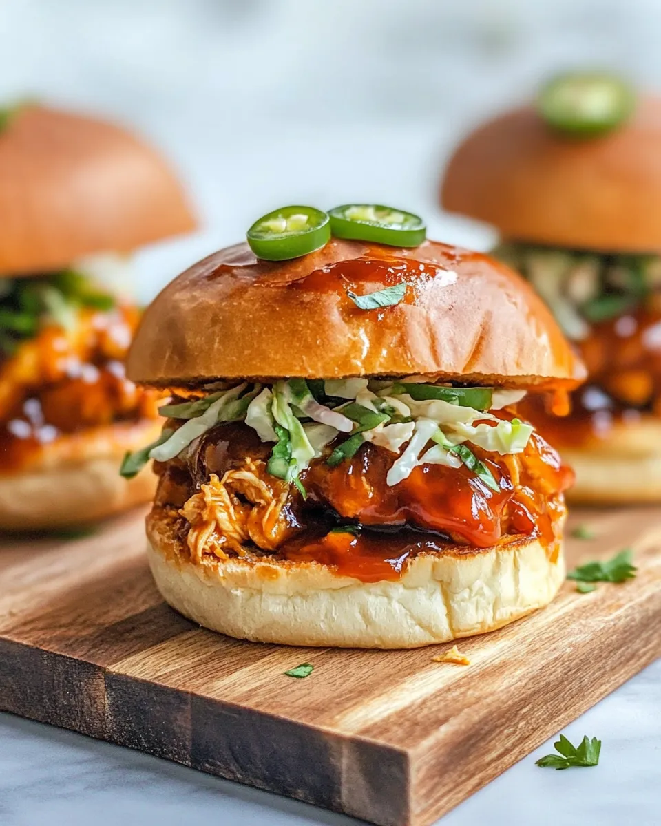 Classic Peach-BBQ Pulled-Chicken Sliders dish photo