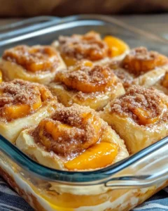 Homemade Peach-Cobbler Cinnamon-Roll Bake photo