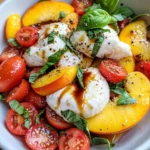 Homemade Peach Burrata Caprese Salad photo