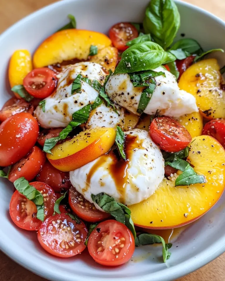 Homemade Peach Burrata Caprese Salad photo