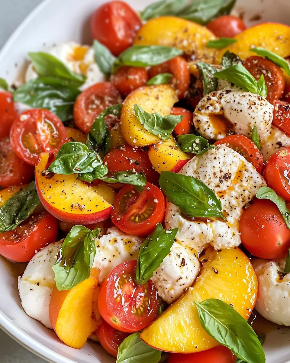 Classic Peach Burrata Caprese Salad image