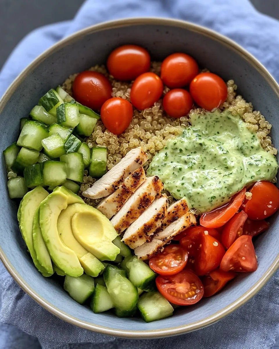 Easy Quinoa-Veggie Bowl with Green Goddess food shot