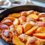 Homemade Skillet Peach Cobbler with Fresh Peaches photo