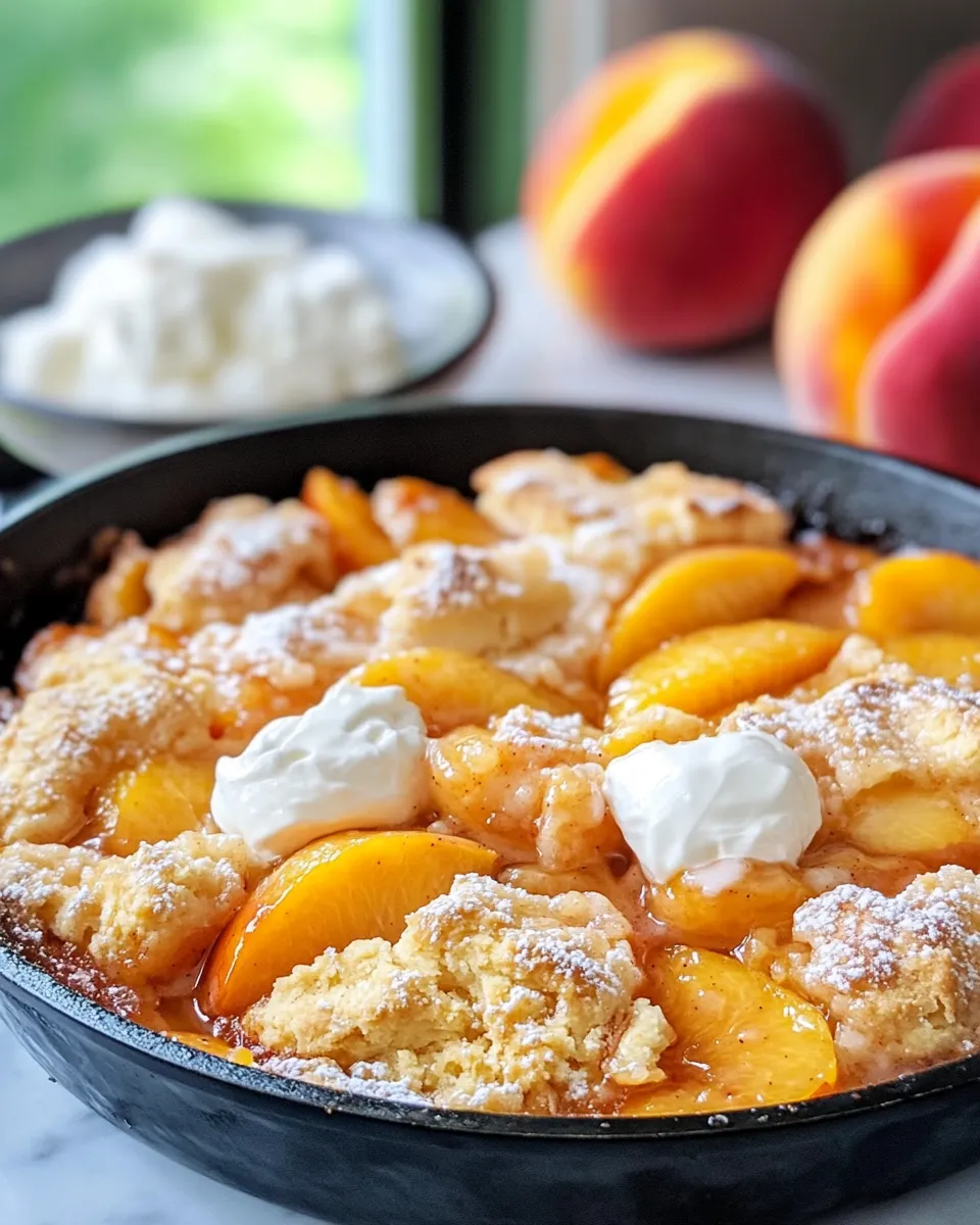 Easy Skillet Peach Cobbler with Fresh Peaches dish photo