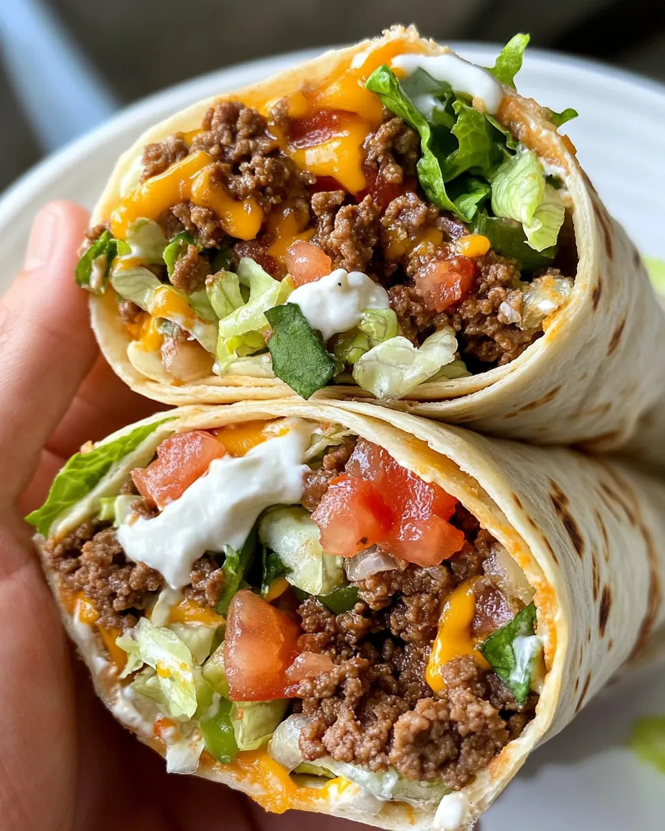 Delicious Smash-Burger Taco Wraps food shot