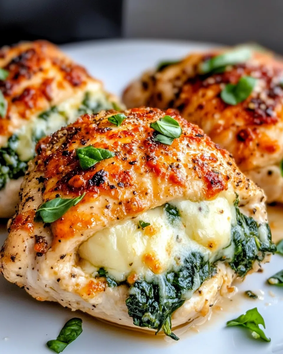 Easy Spinach-Mozzarella Stuffed Chicken Breasts food shot