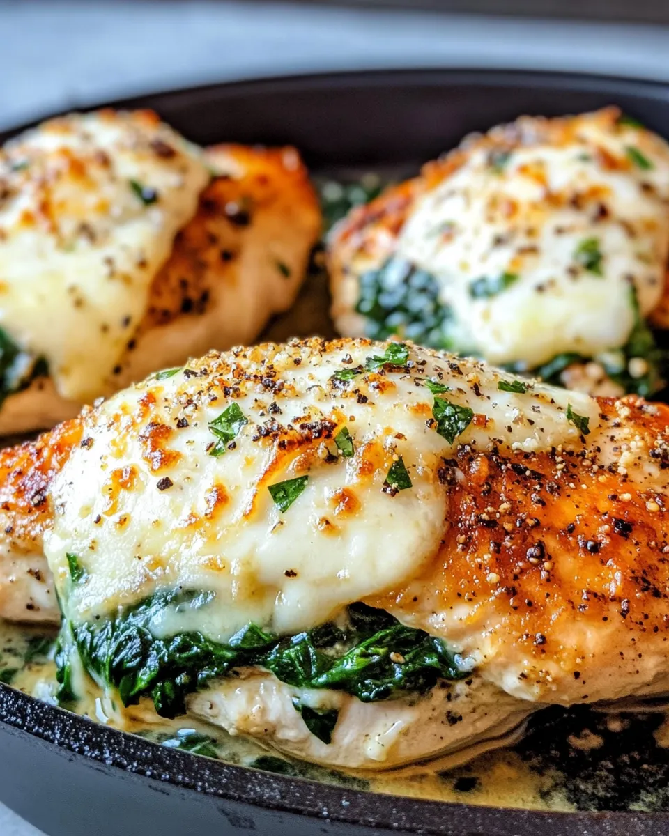 Tasty Spinach-Mozzarella Stuffed Chicken Breasts plate image