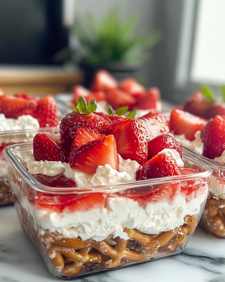 Classic Strawberry-Pretzel Salad Cups recipe image