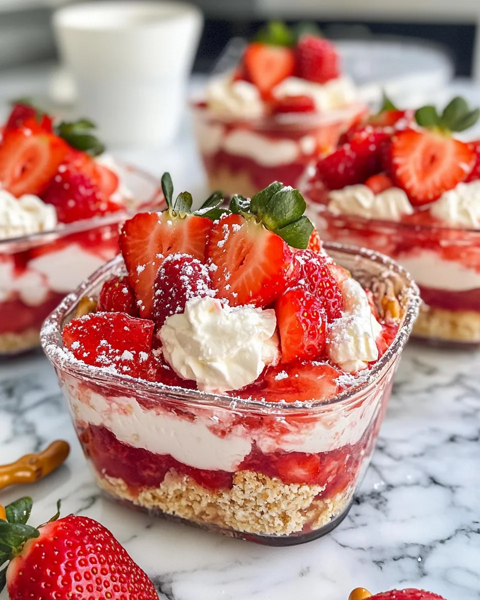 Easy Strawberry-Pretzel Salad Cups dish photo