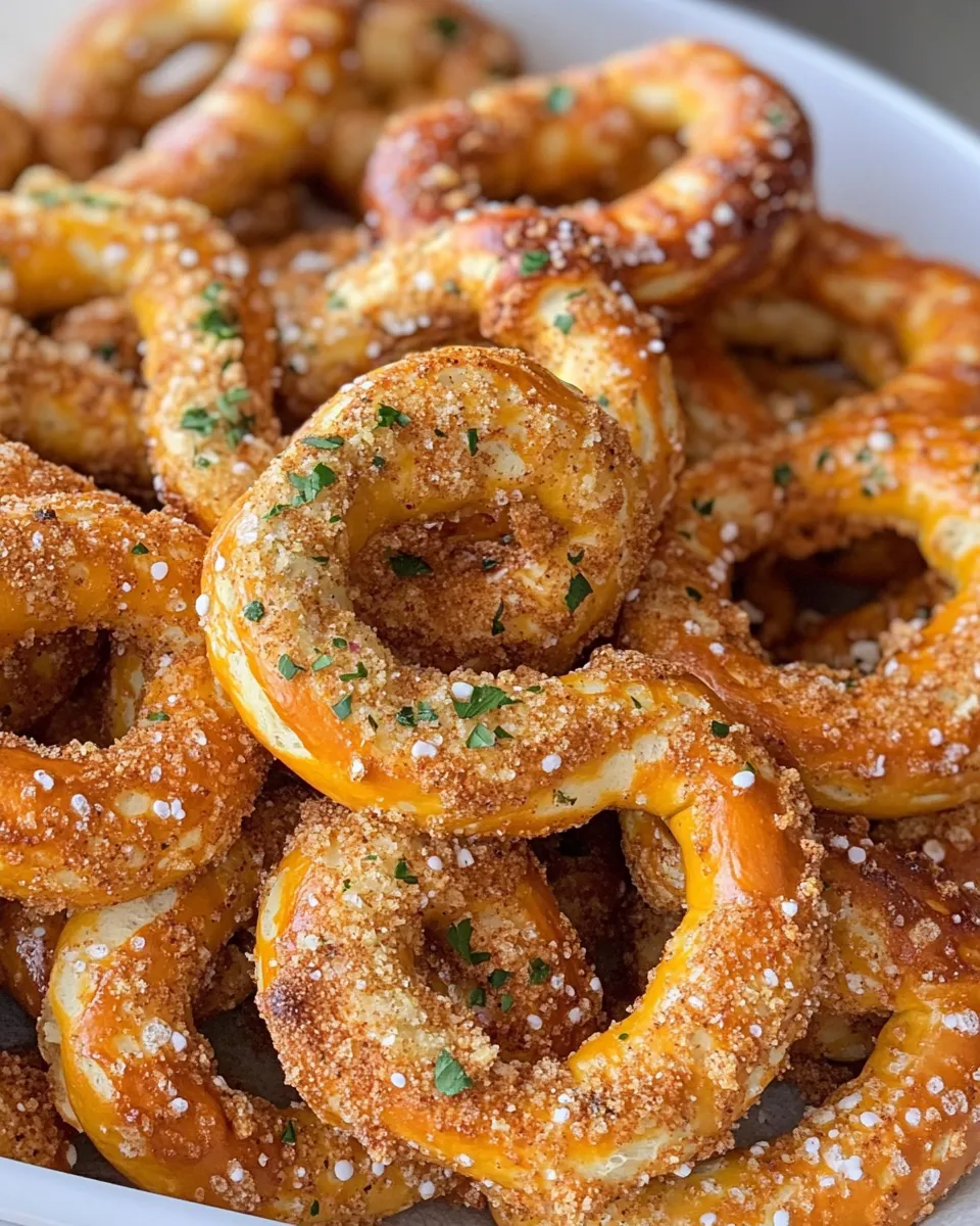 Delicious Takis-Seasoned Party Pretzels plate image