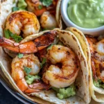 Homemade Takis Shrimp Tacos with Avocado Crema recipe photo