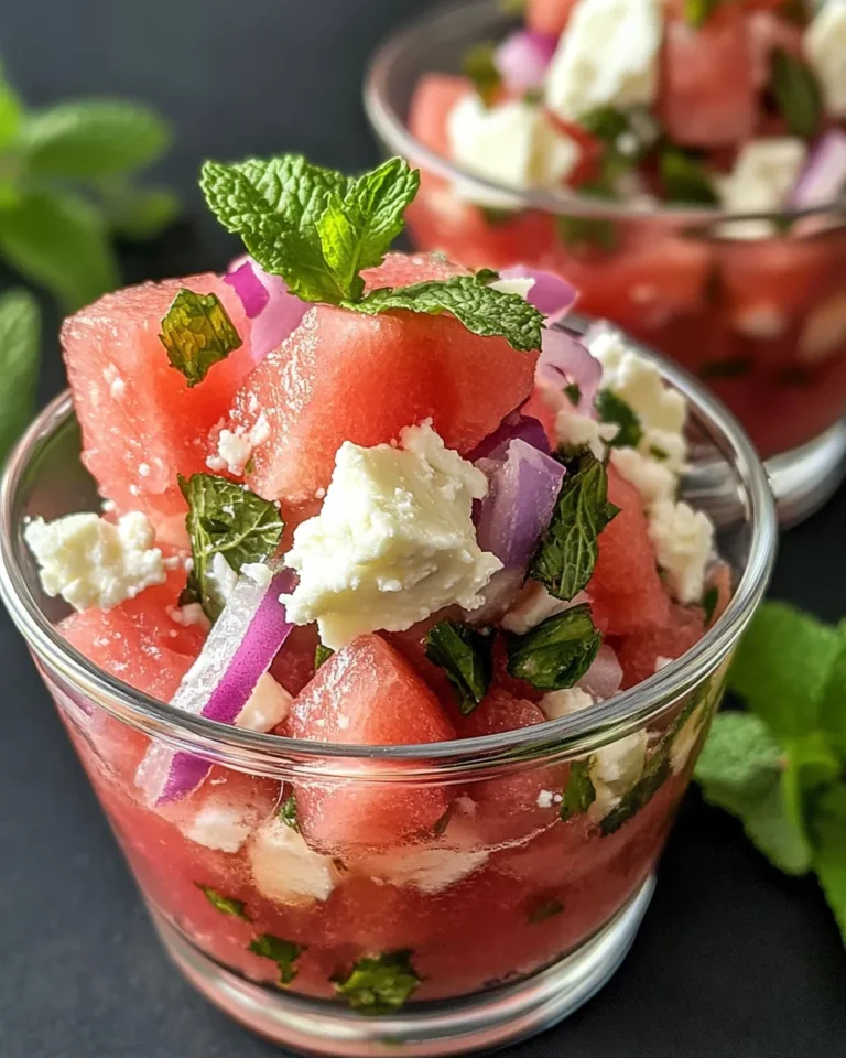 Delicious Watermelon Feta Mint Salad Cups photo