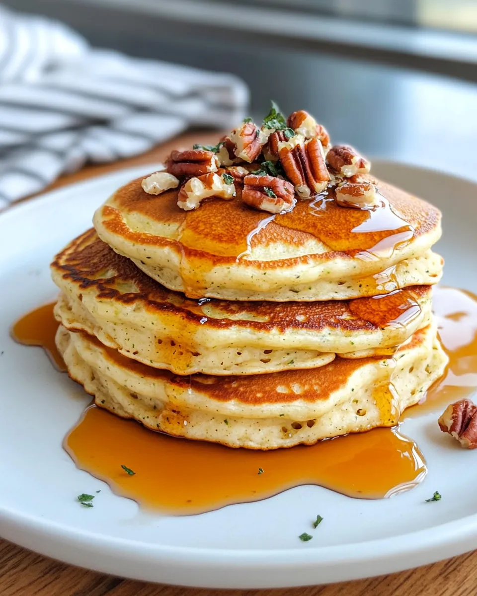 Classic Zucchini-Bread Pancakes (Maple-Pecan Syrup) recipe image