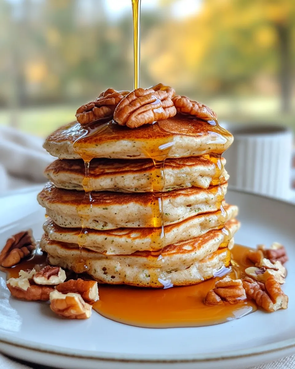 Delicious Zucchini-Bread Pancakes (Maple-Pecan Syrup) dish photo