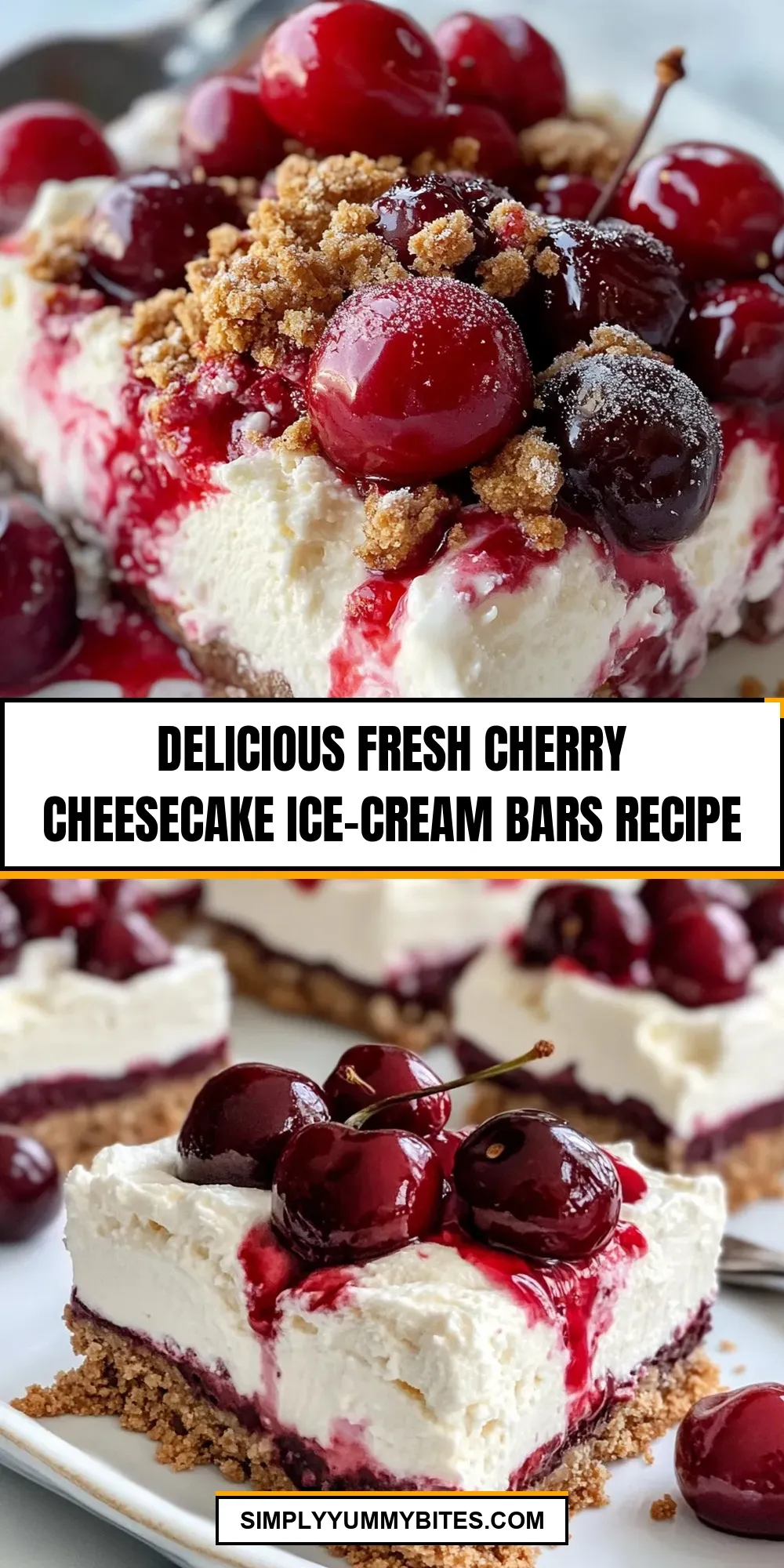 Delicious Fresh Cherry Cheesecake Ice-Cream Bars Recipe