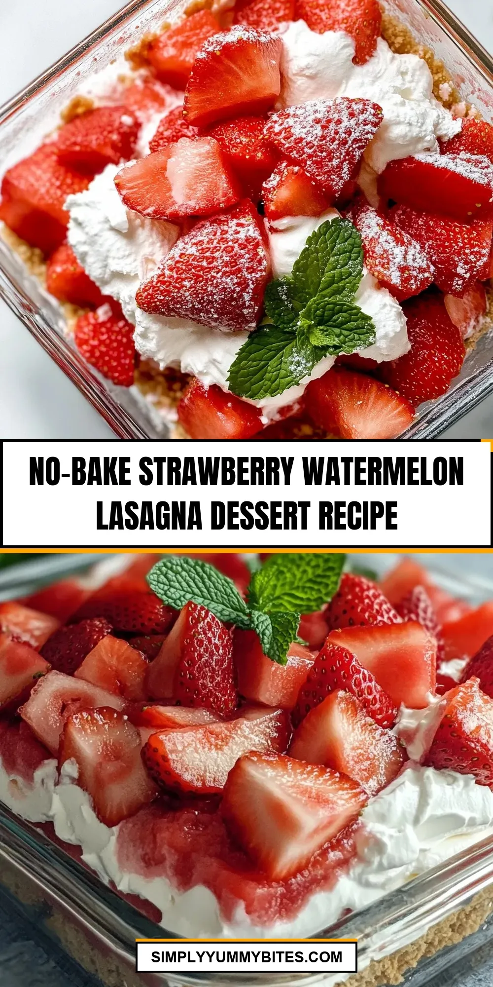 No-Bake Strawberry Watermelon Lasagna Dessert Recipe