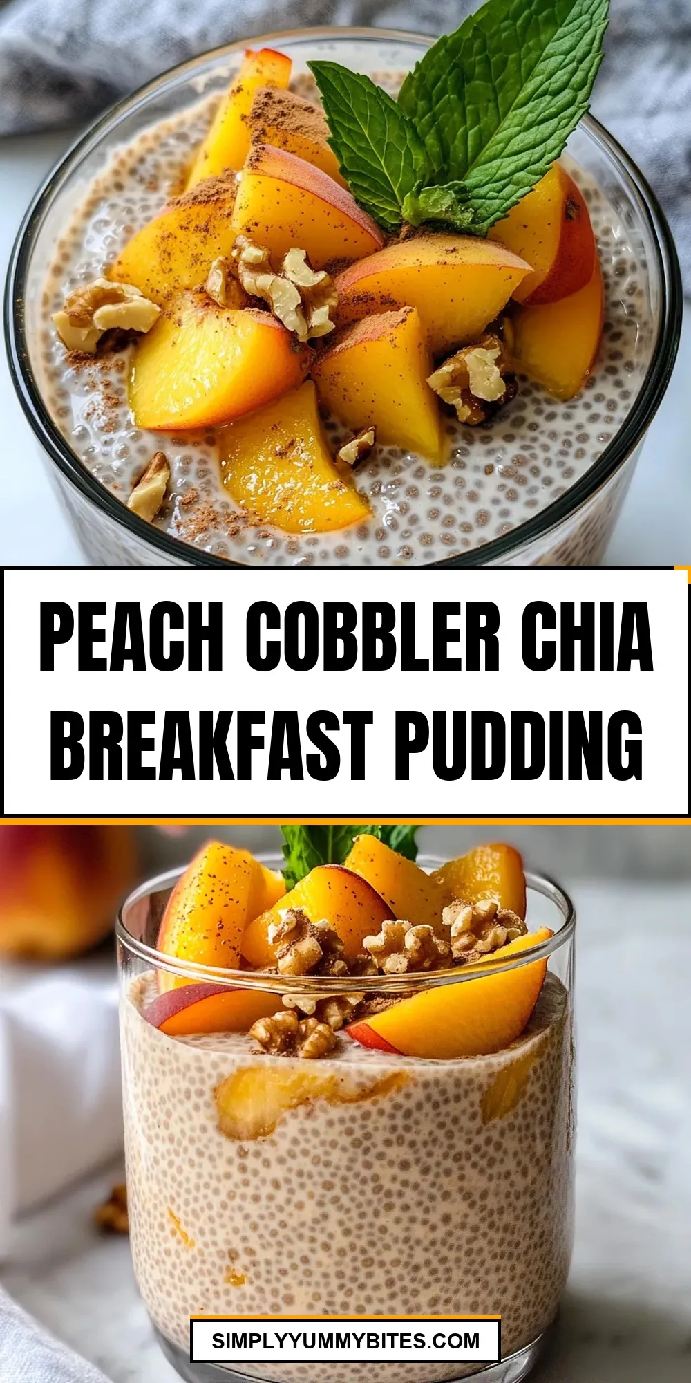 The Best Peach Cobbler Chia Breakfast Pudding