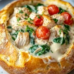 Homemade Alfredo Bread Bowl Recipe photo