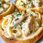 Homemade Bread Bowl Chicken Alfredo photo