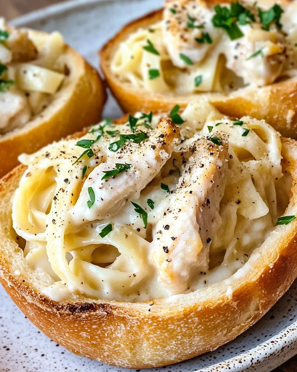 Homemade Bread Bowl Chicken Alfredo photo